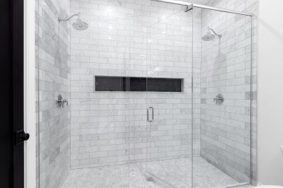 Finished Shower with Glass Enclosure